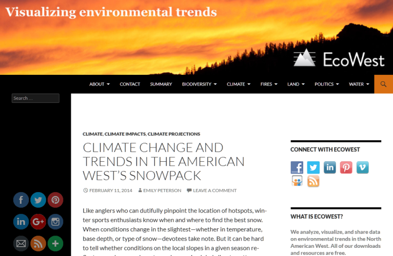 Climate change and trends in the American West’s snowpack." (From: "EcoWest")