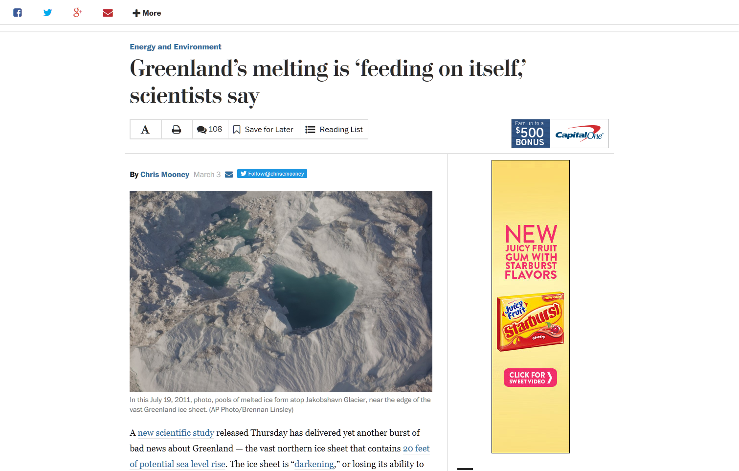 Greenland’s melting is ‘feeding on itself,’ scientists say - The Washington Post 2016-03-07 15-25-40